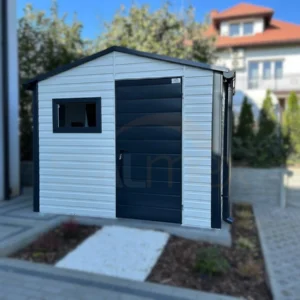 Kerti tároló 3x2 m RAL 9010 Fehér / RAL 7016 Antracit | Filc és Ereszcsatorna | Erősített szerkezet