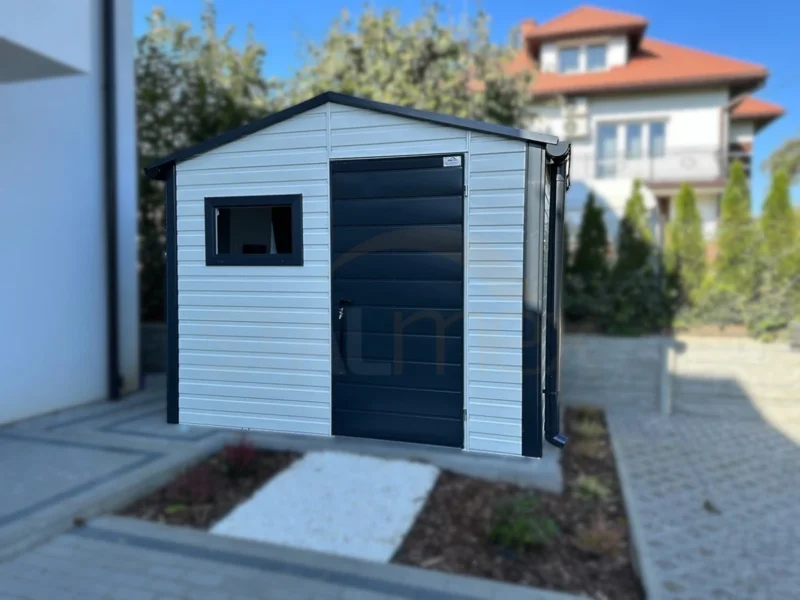 Kerti tároló 3x2 m RAL 9010 Fehér / RAL 7016 Antracit | Filc és Ereszcsatorna | Erősített szerkezet