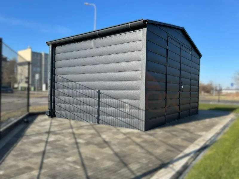 Kerti tároló 4x3 m BTX 7016 Antracit Matt | Széles panel | Ereszcsatorna és Nagy ablak | Erősített szerkezet