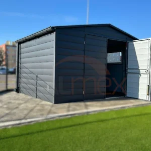 Kerti tároló 4x3 m BTX 7016 Antracit Matt | Széles panel | Ereszcsatorna és Nagy ablak | Erősített szerkezet