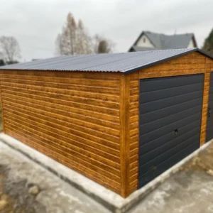 Mobilgarázs 5x5m Aranytölgy / RAL 7016 Antracit | Motoros kapu | Műhelyrész | Erősített szerkezet