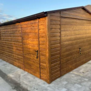 Mobilgarázs 4x5m Aranytölgy | Vízszintes panel | Személybejáró és Ereszcsatorna | Erősített szerkezet