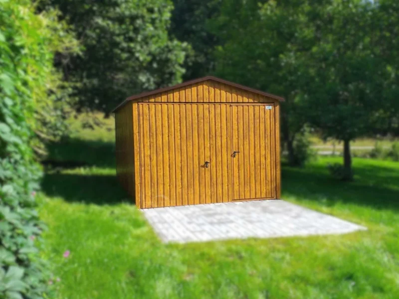 Mobilgarázs 3x5m Aranytölgy | Billenőkapu ajtóval | Erősített szerkezet