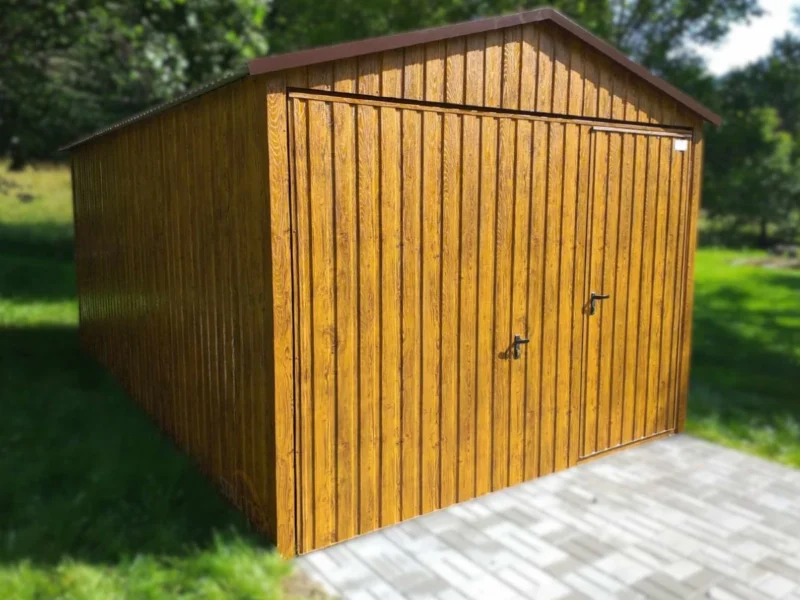 Mobilgarázs 3x5m Aranytölgy | Billenőkapu ajtóval | Erősített szerkezet