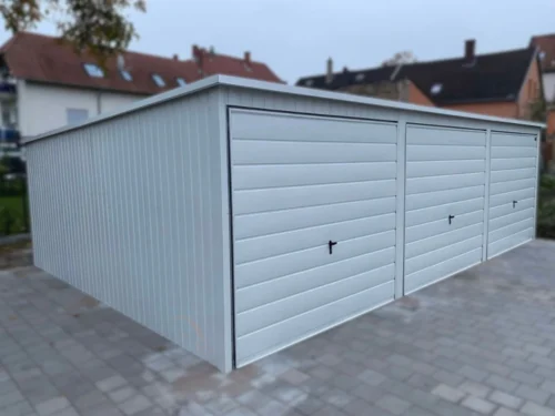 Mobilgarázs 8,85x6m RAL 9010 Fehér | 3 beállásos | Széles panel | Erősített szerkezet