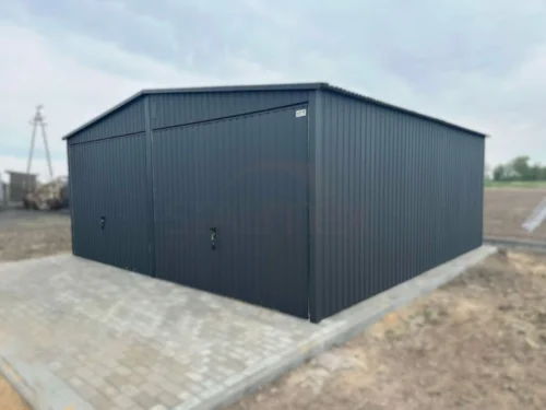 Dupla mobilgarázs 6x6m BTX 7016 Antracit Matt | Magasított 2,60m | 2x Kapu + Személybejáró | Erősített szerkezet