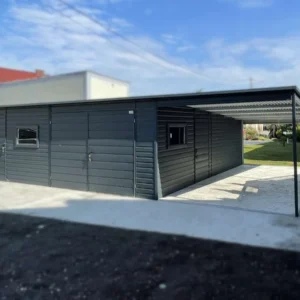 Oldaltetős Mobilgarázs 9,5x6m BTX 7016 Antracit Matt | 4x Bukóablak | Erősített szerkezet