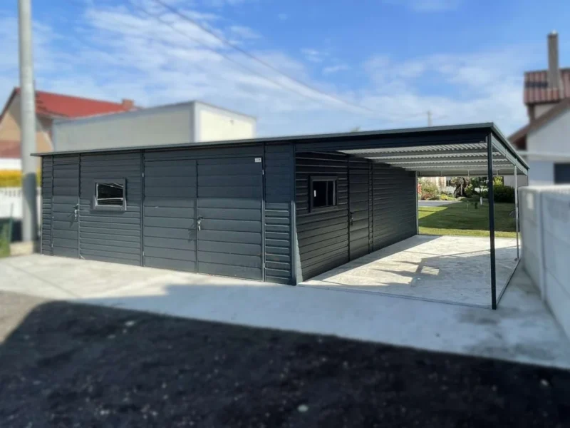 Oldaltetős Mobilgarázs 9,5x6m BTX 7016 Antracit Matt | 4x Bukóablak | Erősített szerkezet