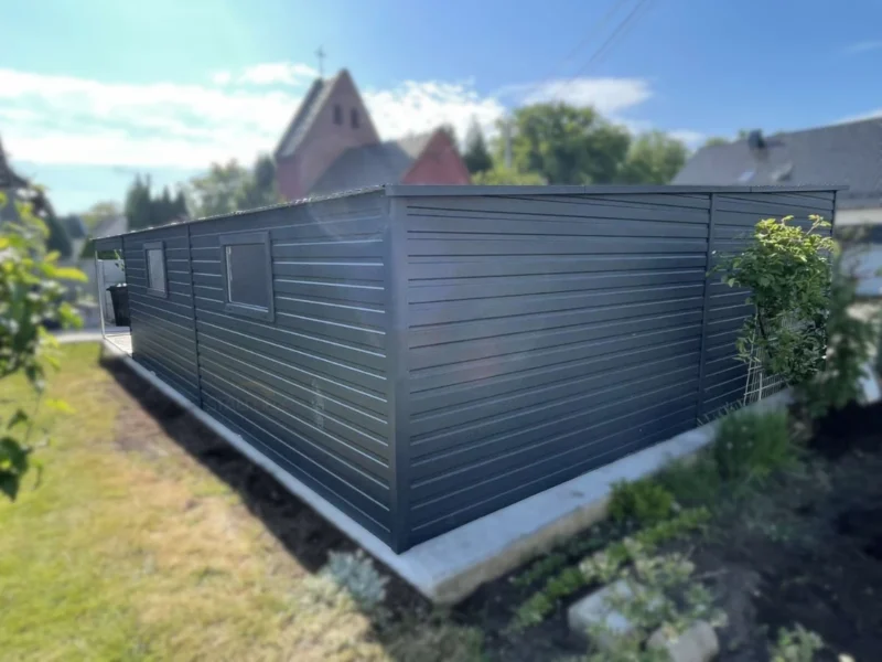 Oldaltetős Mobilgarázs 9,5x6m BTX 7016 Antracit Matt | 4x Bukóablak | Erősített szerkezet