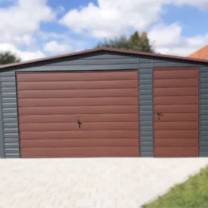 Mobilgarázs 5x5m BTX 7016 Antracit Matt / BTX 8017 Barna Matt | Személybejáró és Ereszcsatorna | Erősített szerkezet