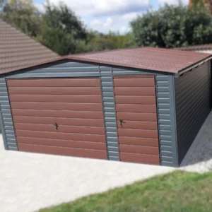 Mobilgarázs 5x5m BTX 7016 Antracit Matt / BTX 8017 Barna Matt | Személybejáró és Ereszcsatorna | Erősített szerkezet