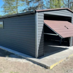 Mobilgarázs 5x5m BTX 7016 Antracit Matt / BTX 8017 Barna Matt | Személybejáró és Ereszcsatorna | Erősített szerkezet