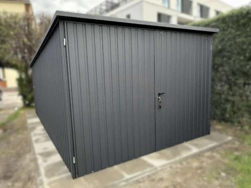 Mobilgarázs 3x5m BTX 7016 Antracit Matt | Függőleges T7 panel | Kétszárnyú kapu | Ereszcsatorna | Erősített szerkezet