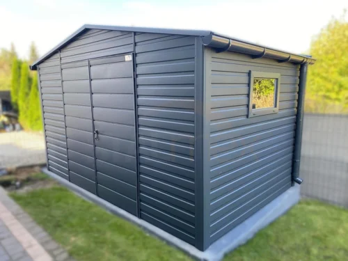 Modern kerti tároló 4x2,5 m BTX 7016 Antracit Matt | Ereszcsatorna és Ablak | Erősített szerkezet