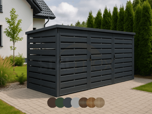 Moduláris szemeteskonténer [Változatok] 3 férőhelyes | BOX 1 modul (3x 1100l) | Lamellák | Profil