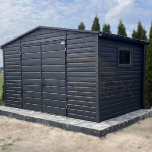 D136_1ps Modern kerti tároló 4x2,5 m BTX 7016 Antracit Matt | Ereszcsatorna és Ablak | Erősített szerkezet