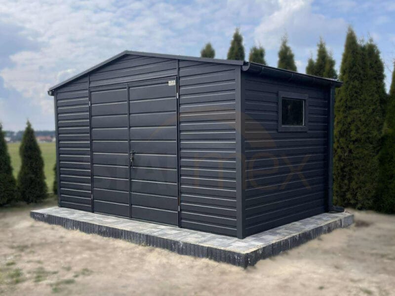D136_1ps Modern kerti tároló 4x2,5 m BTX 7016 Antracit Matt | Ereszcsatorna és Ablak | Erősített szerkezet