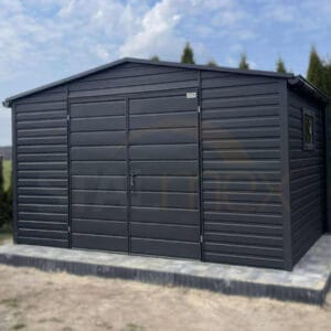 D136_2ps Modern kerti tároló 4x2,5 m BTX 7016 Antracit Matt | Ereszcsatorna és Ablak | Erősített szerkezet