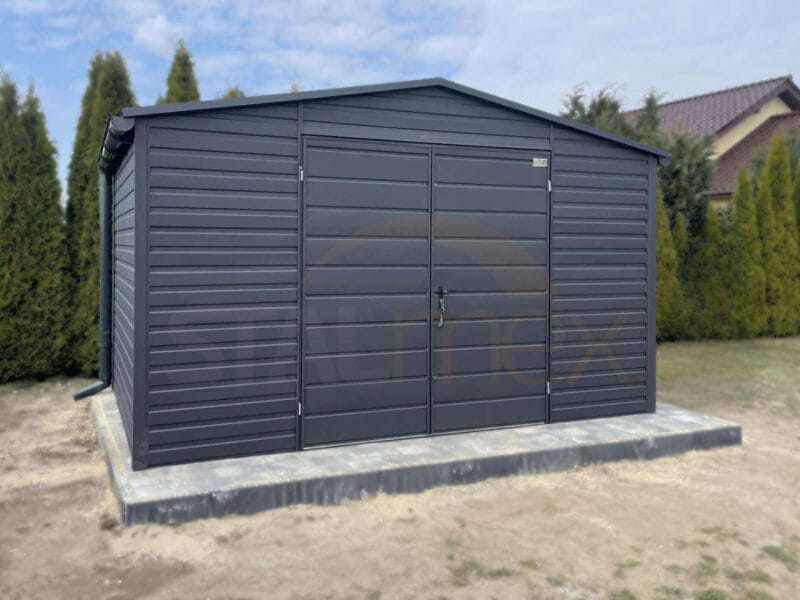 D136_3ps Modern kerti tároló 4x2,5 m BTX 7016 Antracit Matt | Ereszcsatorna és Ablak | Erősített szerkezet