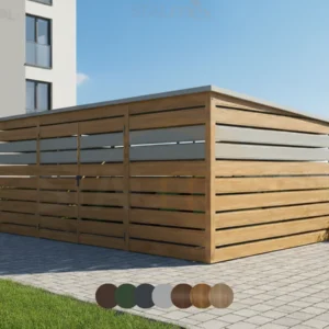 Kukatároló 5x3m [Változatok] | Vízszintes bordázat | Kétszárnyú kapu | Horganyzott profil