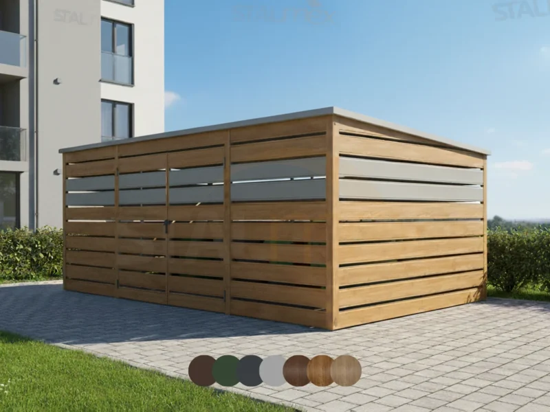 Kukatároló 5x3m [Változatok] | Vízszintes bordázat | Kétszárnyú kapu | Horganyzott profil