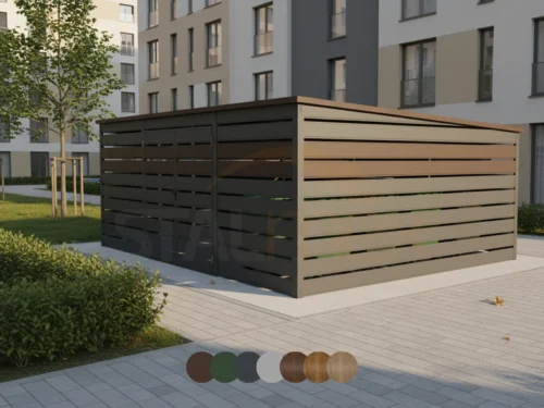 Kukatároló 5x4m [Változatok] | Vízszintes bordázat | Kétszárnyú kapu | Horganyzott profil