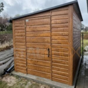 D219_1 Kerti tároló 2×4 m Aranytölgy | Keskeny front 2m | Ereszcsatorna | Erősített szerkezet